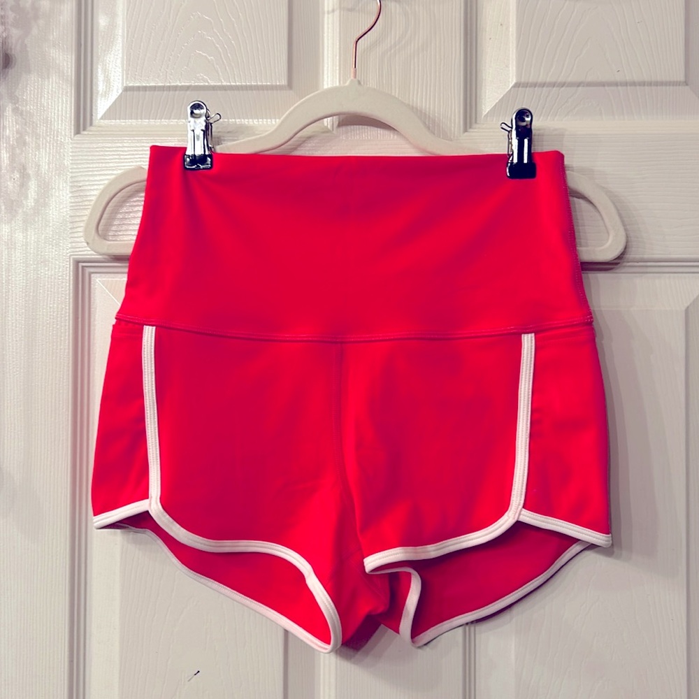 FP Movement by Free People Neon Red Athletic Shorts with White Trim